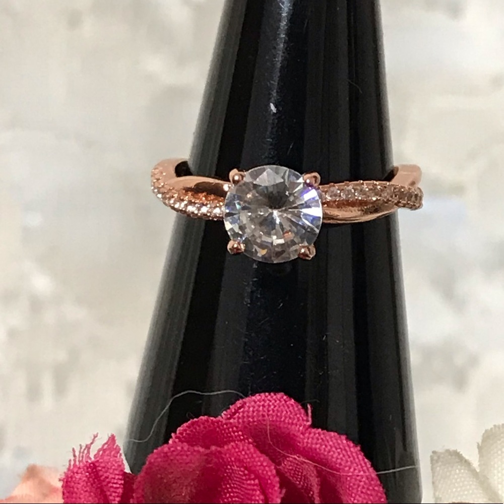 Rose Gold over Sterling Solitaire - Picture 4 of 7